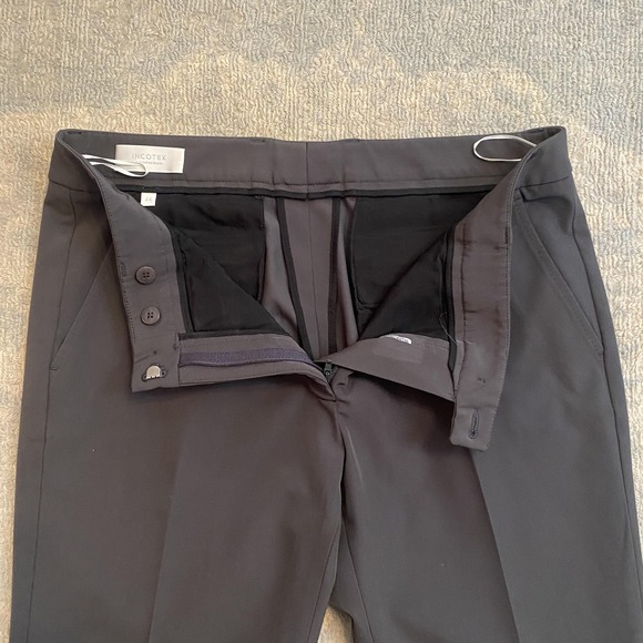 Incotex Pants Mens 32x30 Gray Slim Stretch Dress Trousers Cuffed Flat Front - Picture 4 of 15